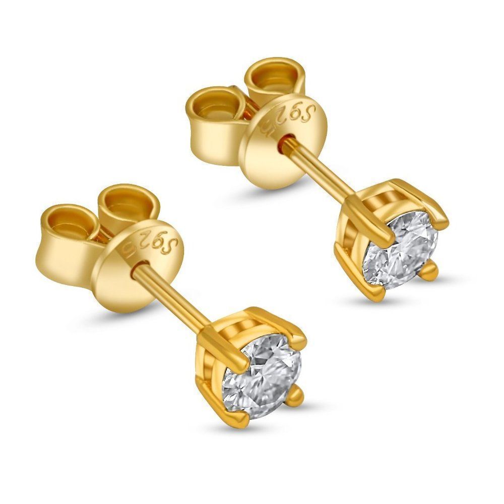 0.6ctw VVS1 Moissanite 4 Prong Stud Push Back Earrings 18k Gold Over 925 Silver